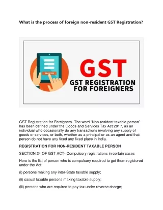 What is the process of foreign non-resident GST Registration?