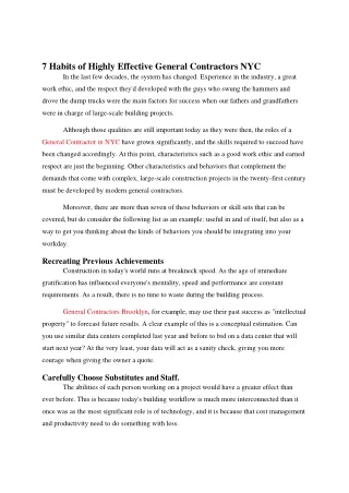 The 7 Habits of Highly Effective General Contractors NYC