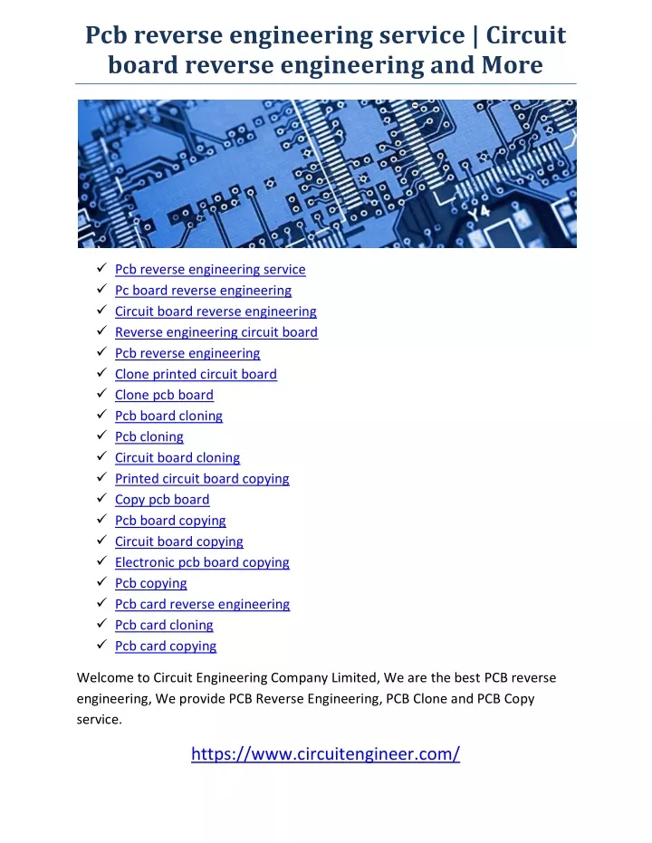 pcb reverse engineering service circuit board