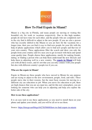 how to find expats in miami