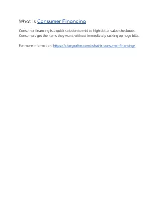 what is consumer financing