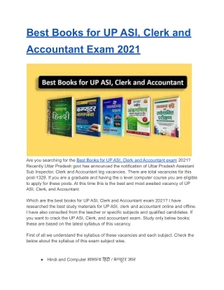 Best Books for UP ASI, Clerk and Accountant Exam