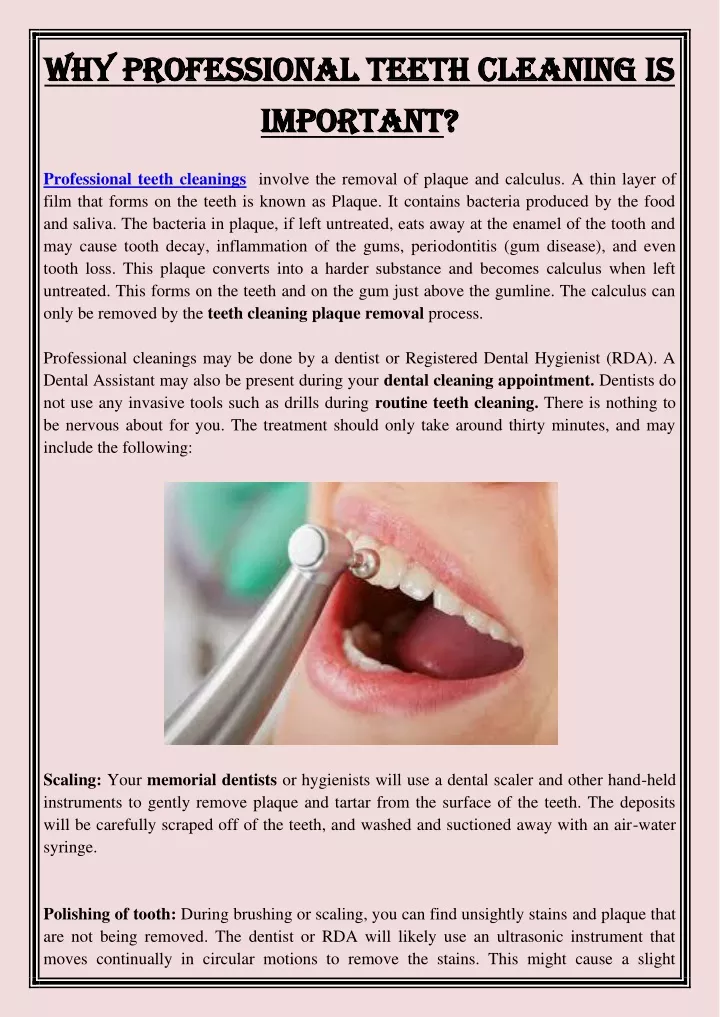 why professional teeth cleaning