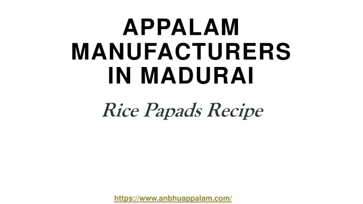 appalam manufacturers in madurai