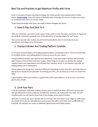 best tips and practices to get maximum profits