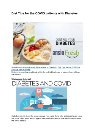 Diet Tips for the COVID patients with Diabetes