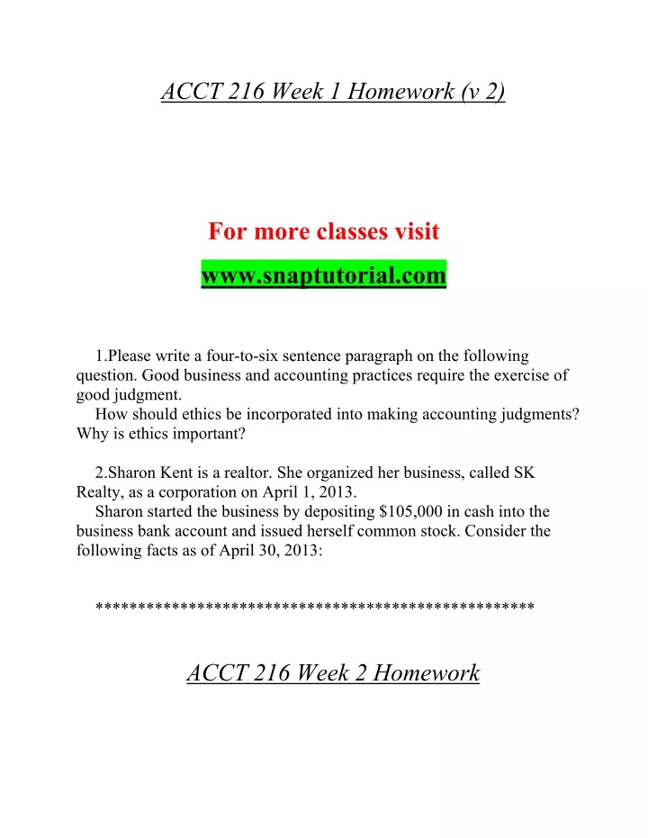 acct 216 week 1 homework v 2