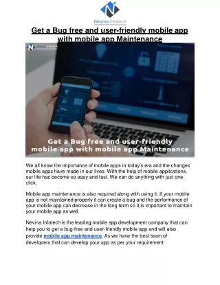 get a bug free and user friendly mobile app with