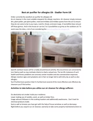 Best air purifier for allergies uk, Stadler Form UK