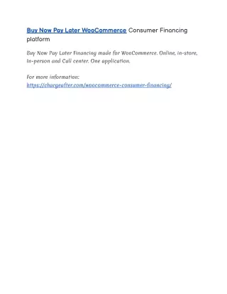 buy now pay later woocommerce consumer financing