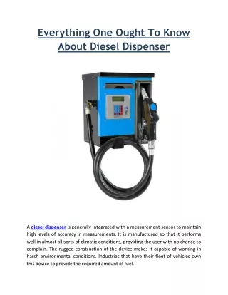 everything one ought to know about diesel