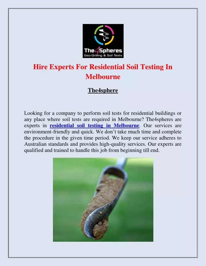 hire experts for residential soil testing
