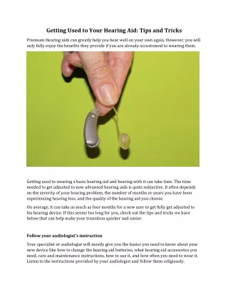 Getting Used to Your Hearing Aid: Tips and Tricks