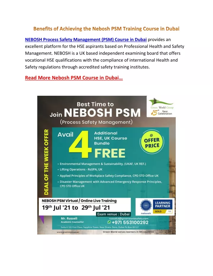 nebosh process safety management psm course