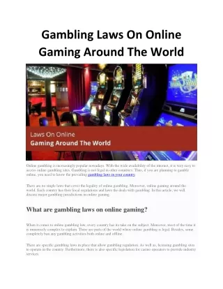gambling laws on online gaming around the world
