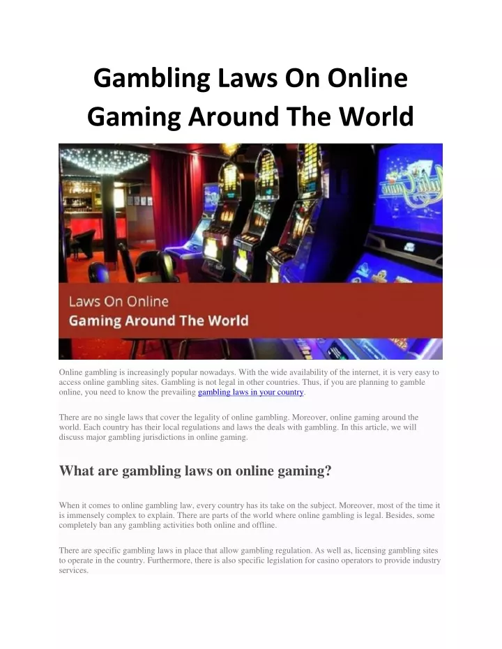 gambling laws on online gaming around the world