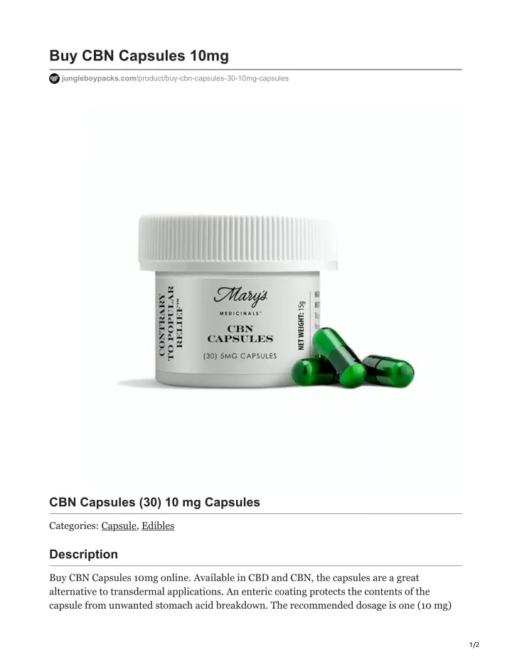 buy cbn capsules 10mg