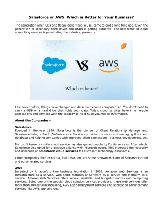 salesforce or aws which is better for your