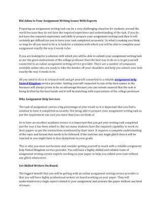 bid adieu to your assignment writing issues with