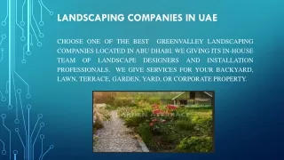 GreenValley Landscaping Company Located in Abu Dhabi
