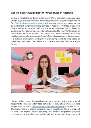 Get the Expert Assignment Writing Service in Australia