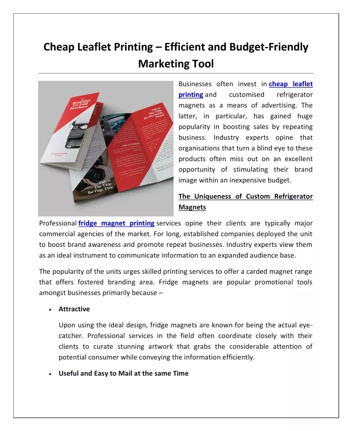 cheap leaflet printing efficient and budget