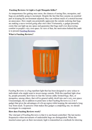 fuzzbug reviews is light a legit mosquito killer