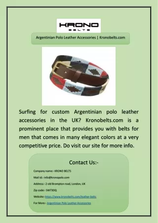 Argentinian Polo Leather Accessories | Kronobelts.como