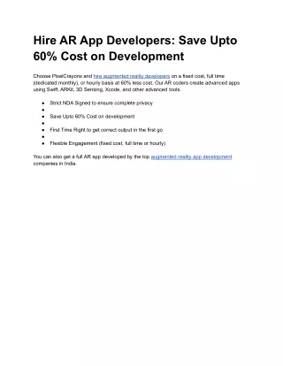 hire ar app developers save upto 60 cost