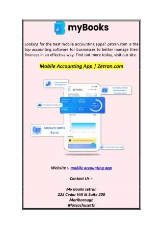 Mobile Accounting App  Zetran.com