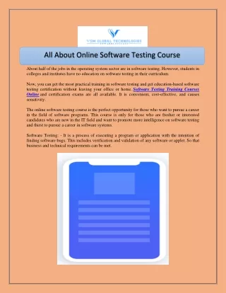 All About Online Software Testing Course