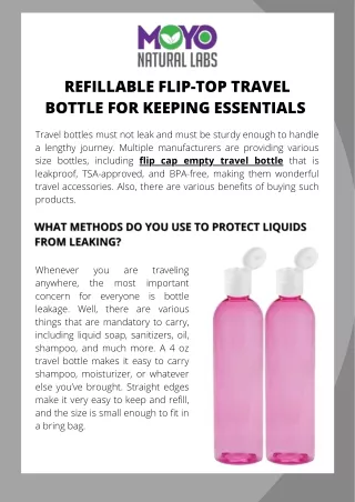 Refillable Flip-Top Travel Bottle for Keeping Essentials