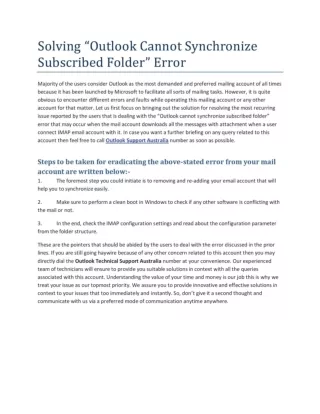 Solving “Outlook Cannot Synchronize Subscribed Folder” Error
