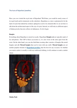 The Aura of Rajasthani jewellery