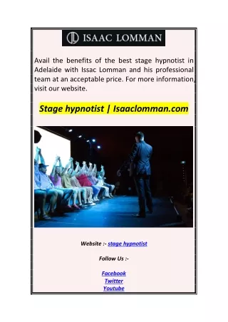Stage hypnotist  Isaaclomman.com