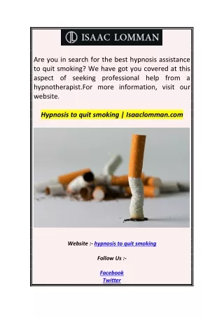 Hypnosis to quit smoking  Isaaclomman.com
