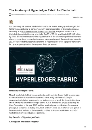 Hyperledger Fabric for Blockchain