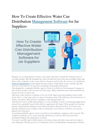 how to create effective water can distribution