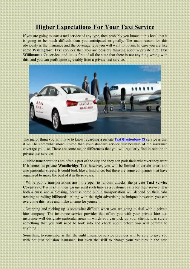 higher expectations for your taxi service