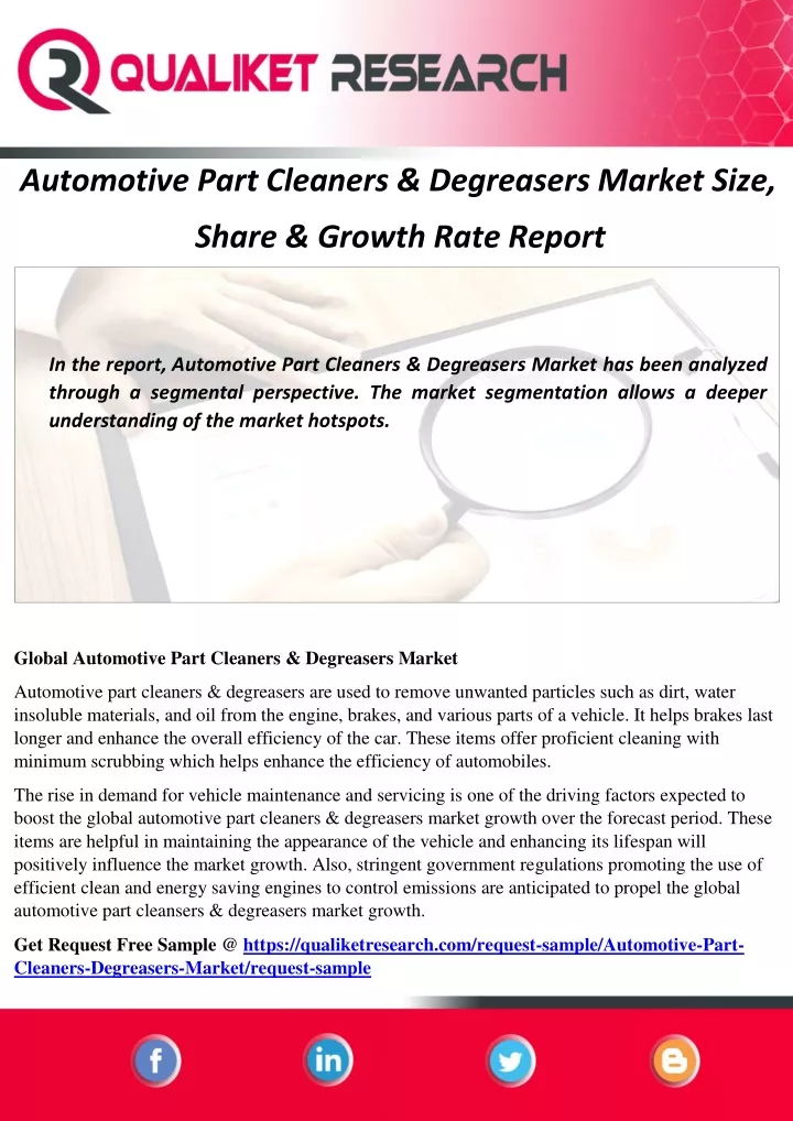 automotive part cleaners degreasers market size