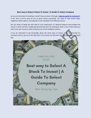 best way to select a stock to invest a guide