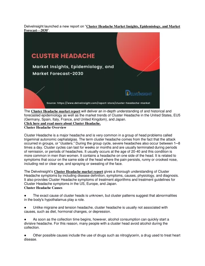 delveinsight launched a new report on cluster