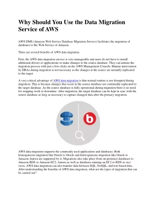 Why Should You Use the Data Migration Service of AWS