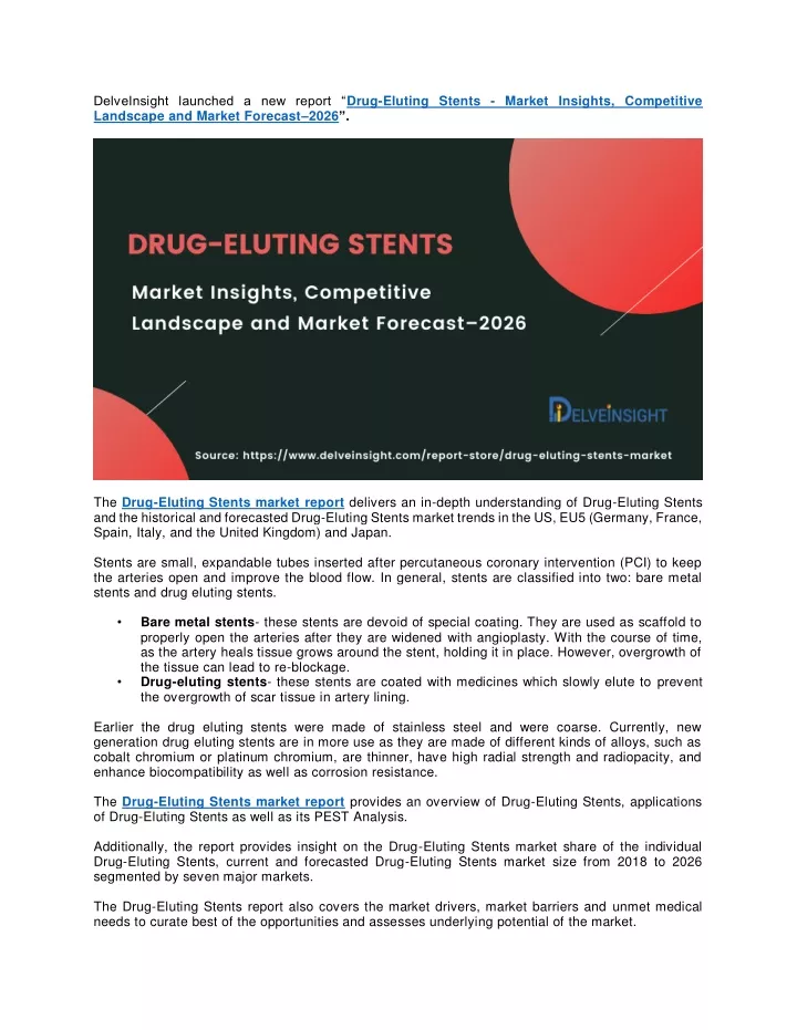 delveinsight launched a new report drug eluting