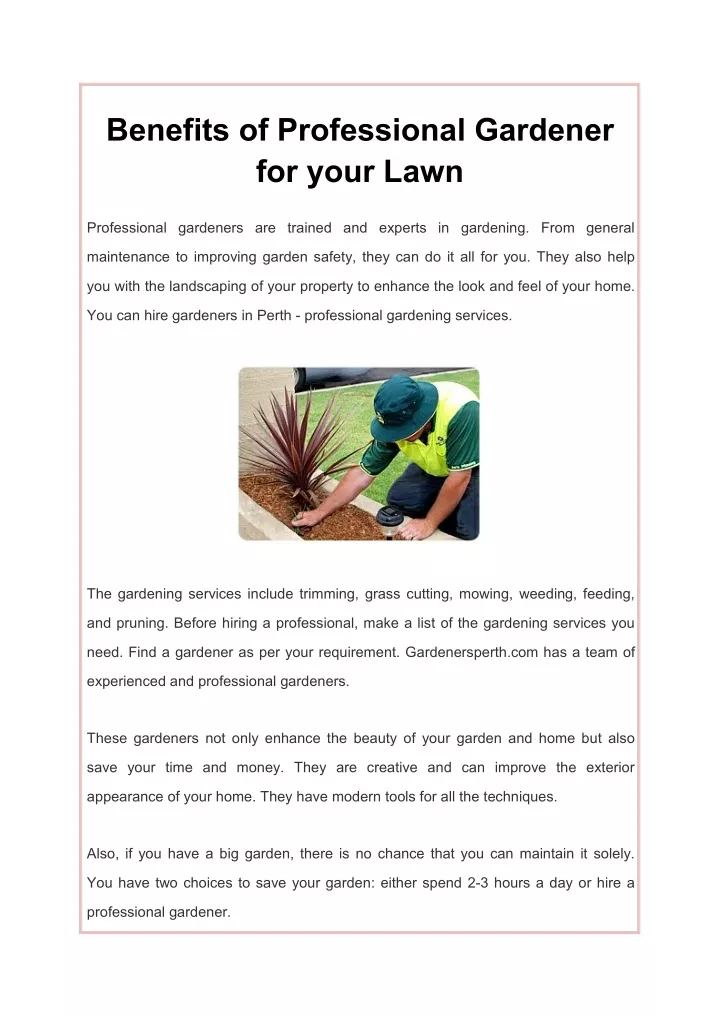 benefits of professional gardener for your lawn