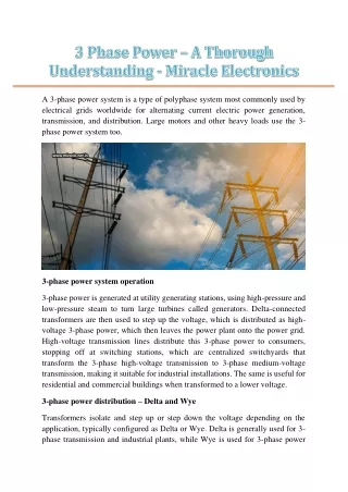 a 3 phase power system is a type of polyphase