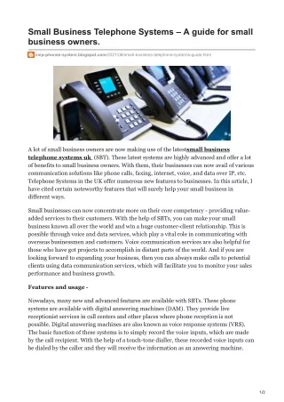 Small Business Telephone Systems