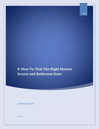 Pick The Right Shower Screen and Bathroom Door