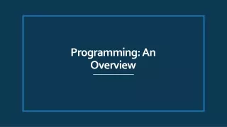programming an overview