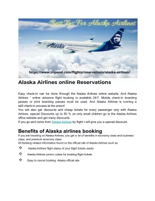 Alaska Airlines online Reservations